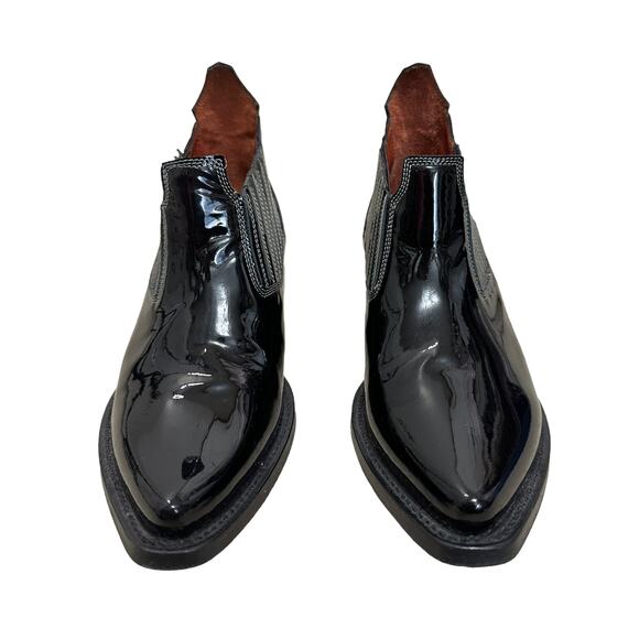 Acne studios gabby western short bootS black‎ patent leather size 35 $700 - Picture 2 of 7